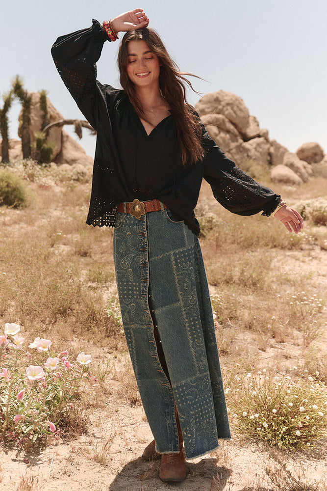 Road Trip Denim Maxi Skirt